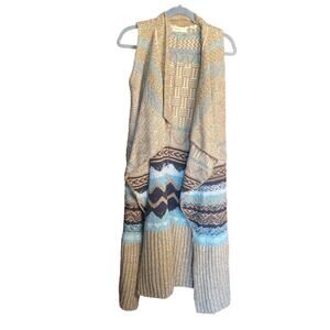 Anthropologie Alpaca Sleeping on Snow Western Long Duster Sweater XS